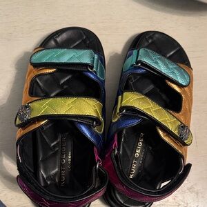 Kurt Geiger Metallic Rainbow Quilted Strap Sandals